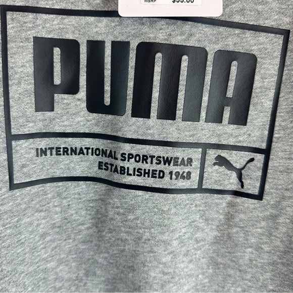 NWT Puma Gray fleece unify hoodie Sweatshirt Athletic Style sz mens large - Picture 2 of 7